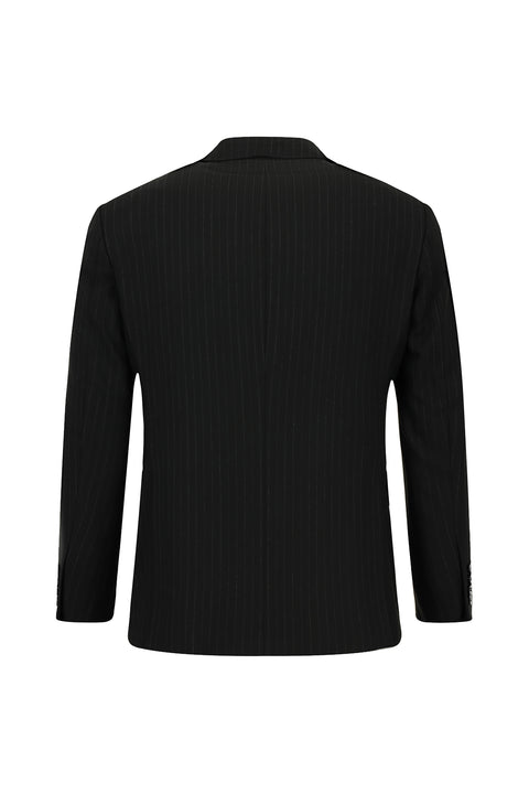 Siyah 6 Drop Regular Fit Standart Kesim Çizgili Kruvaze Takım Elbise