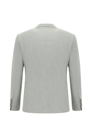 Açık Gri 7 Drop Slim Fit Dar Kesim Çizgili Kruvaze Takım Elbise