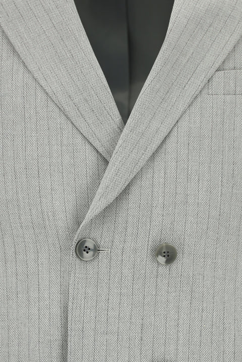 Light Grey 6 Drop Regular Fit Standard Cut Striped Double-Breasted Suit