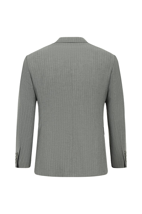 Orta Füme 7 Drop Slim Fit Dar Kesim Çizgili Kruvaze Takım Elbise