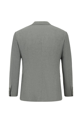  Orta Füme 6 Drop Regular Fit Standart Kesim Çizgili Kruvaze Takım Elbise
