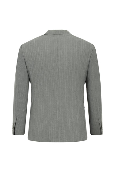 Orta Füme 6 Drop Regular Fit Standart Kesim Çizgili Kruvaze Takım Elbise