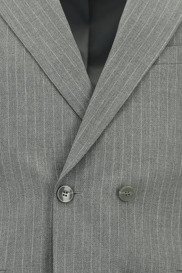 Orta Füme 6 Drop Regular Fit Standart Kesim Çizgili Kruvaze Takım Elbise