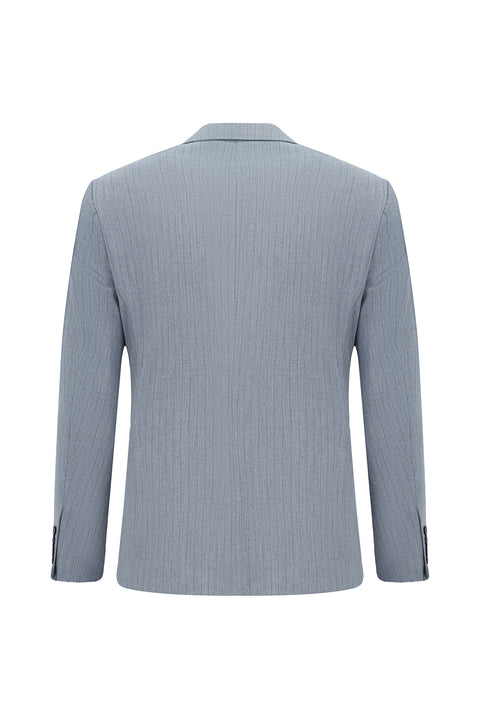 Light Blue 7 Drop Slim Fit Striped Double-Breasted Suit