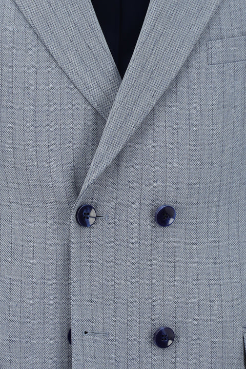 Light Blue 6 Drop Regular Fit Standard Cut Striped Double-Breasted Suit