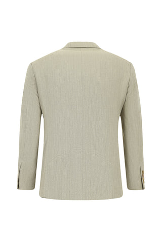  Açık Vizon Slim Fit Dar Kesim Çizgili Kruvaze Takım Elbise