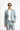 Orta Gri Super Slim Fit Ekstra Dar Kesim Çizgili Beli Lastikli İpli Gofre Takım Elbise