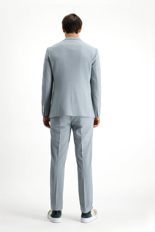  Orta Gri Super Slim Fit Ekstra Dar Kesim Çizgili Beli Lastikli İpli Gofre Takım Elbise