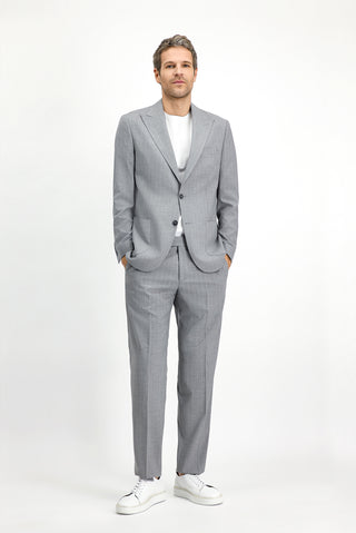  Orta Gri Regular Fit Çizgili Takım Elbise
