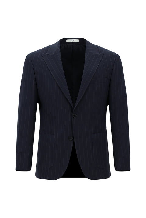Koyu Lacivert 6 Drop Regular Fit Standart Kesim Çizgili Takım Elbise