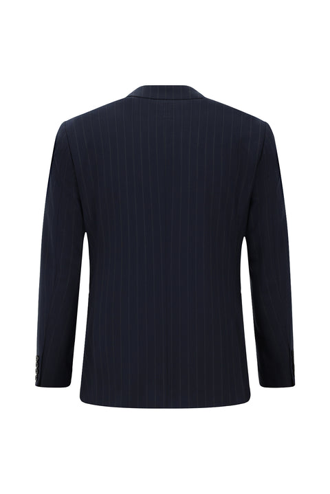 Koyu Lacivert 6 Drop Regular Fit Standart Kesim Çizgili Takım Elbise