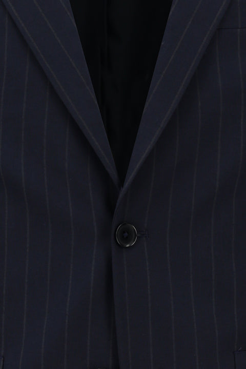 Koyu Lacivert 6 Drop Regular Fit Standart Kesim Çizgili Takım Elbise