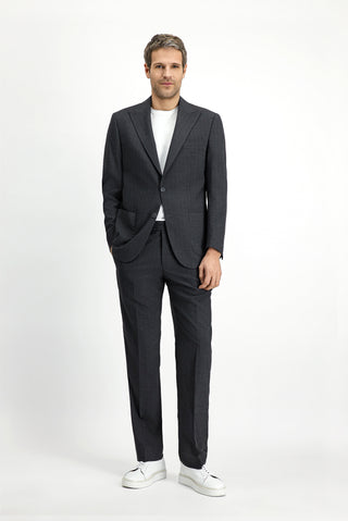  Koyu Antrasit Regular Fit Çizgili Takım Elbise