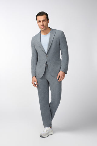  Orta Lacivert Regular Fit Desenli Takım Elbise