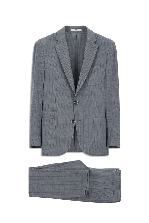 Orta Lacivert 6 Drop Regular Fit Standart Kesim Desenli Takım Elbise