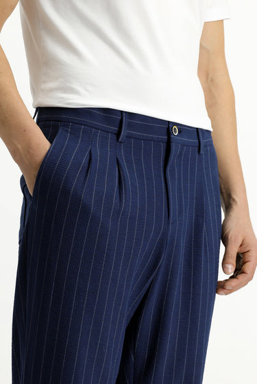 Koyu Lacivert Regular Fit Desenli Takım Elbise