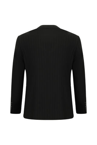  Siyah Klasik Çizgili Takım Elbise