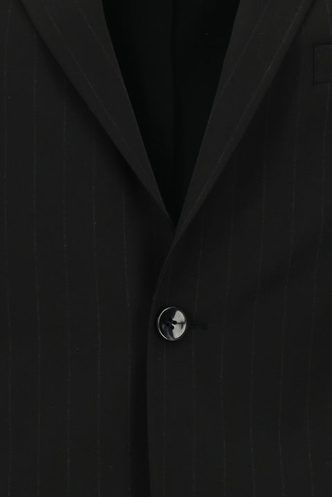 Siyah 4 Drop Relaxed Fit Rahat Kesim Çizgili Takım Elbise