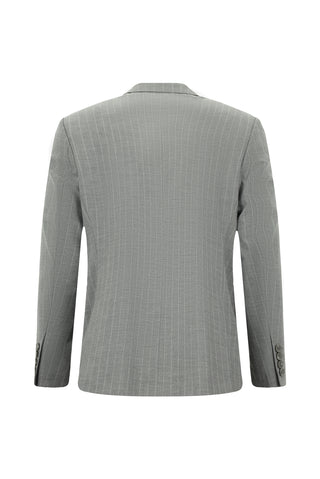  Orta Gri Relaxed Fit Rahat Kesim Klasik Çizgili Takım Elbise