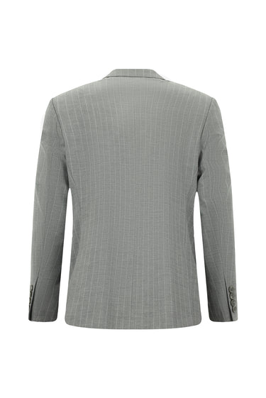  Orta Gri Relaxed Fit Rahat Kesim Klasik Çizgili Takım Elbise