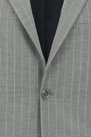  Orta Gri Relaxed Fit Rahat Kesim Klasik Çizgili Takım Elbise