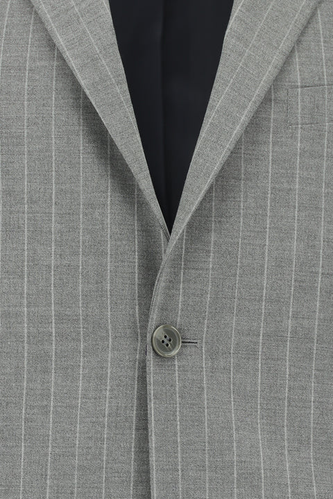 Orta Gri 4 Drop Relaxed Fit Rahat Kesim Çizgili Takım Elbise