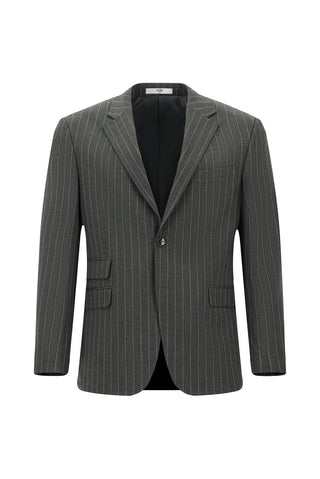  Koyu Füme Klasik Çizgili Takım Elbise