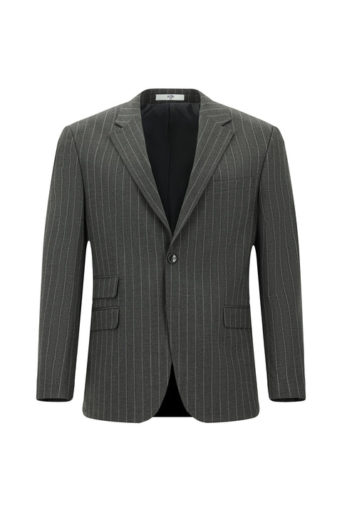 Koyu Füme 4 Drop Relaxed Fit Rahat Kesim Çizgili Takım Elbise