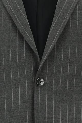  Koyu Füme Klasik Çizgili Takım Elbise