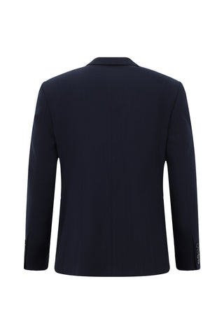  Koyu Lacivert Relaxed Fit Rahat Kesim Klasik Çizgili Takım Elbise