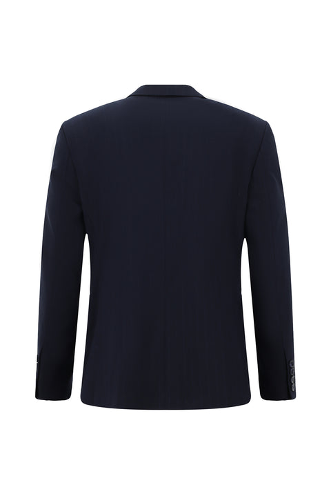 Koyu Lacivert 4 Drop Relaxed Fit Rahat Kesim Çizgili Takım Elbise