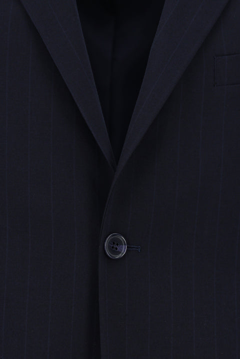 Koyu Lacivert 4 Drop Relaxed Fit Rahat Kesim Çizgili Takım Elbise