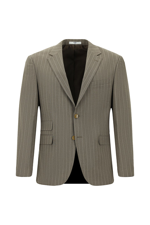 Koyu Vizon 4 Drop Relaxed Fit Rahat Kesim Çizgili Takım Elbise