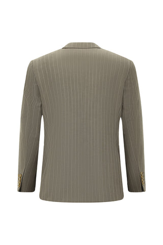  Koyu Vizon Klasik Çizgili Takım Elbise