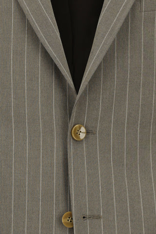  Koyu Vizon Klasik Çizgili Takım Elbise