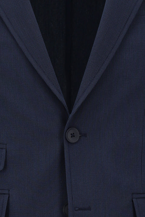 Orta Lacivert 7 Drop Super Slim Fit Eksra Dar Kesim Çizgili Takım Elbise