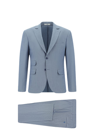  Açık Mavi Super Slim Fit Ekstra Dar Kesim Çizgili Takım Elbise