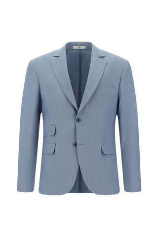  Açık Mavi Super Slim Fit Ekstra Dar Kesim Çizgili Takım Elbise