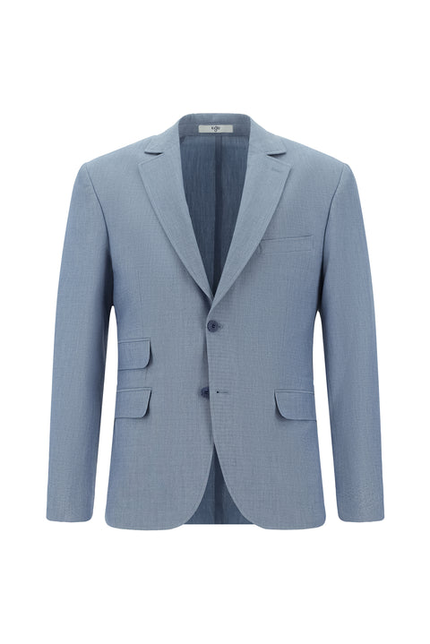 Açık Mavi 7 Drop Super Slim Fit Eksra Dar Kesim Çizgili Takım Elbise