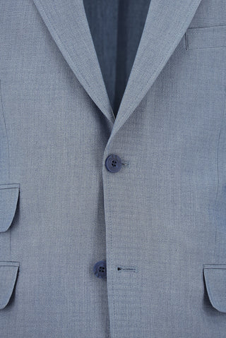  Açık Mavi Super Slim Fit Ekstra Dar Kesim Çizgili Takım Elbise