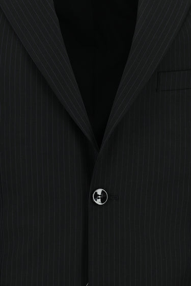 Siyah Regular Fit Çizgili Klasik Pileli Takım Elbise