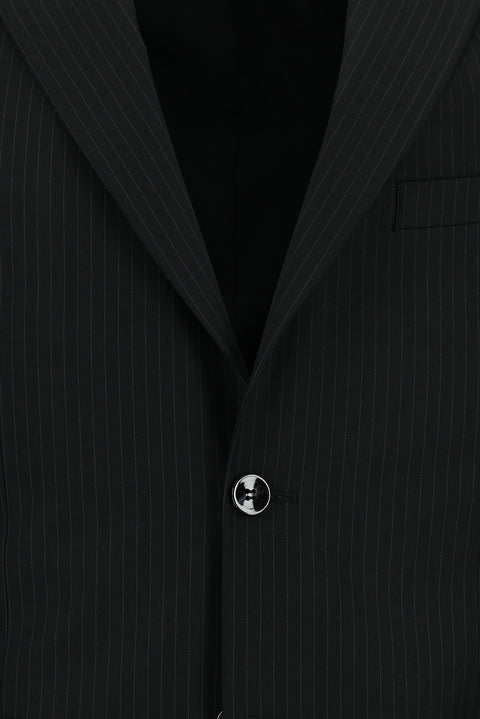 Siyah 6 Drop Regular Fit Standart Kesim Çizgili Pileli Takım Elbise