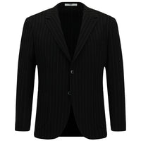 Siyah Slim Fit Dar Kesim Çizgili Beli İpli Spor Takım Elbise
