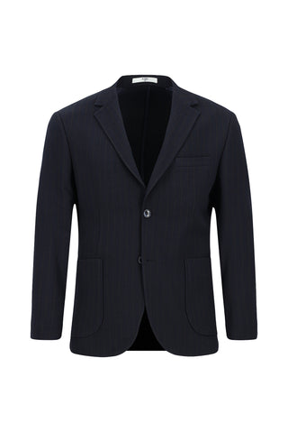  Açık Lacivert Slim Fit Dar Kesim Çizgili Beli İpli Spor Takım Elbise