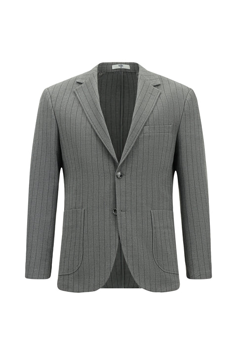 Açık Antrasit 7 Drop Slim Fit Dar Kesim Çizgili Beli İpli Spor Takım Elbise