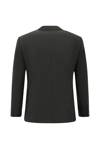  Koyu Füme Slim Fit Dar Kesim Çizgili Kruvaze Takım Elbise