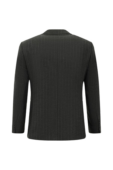  Koyu Füme Relaxed Fit Rahat Kesim Çizgili Kruvaze Takım Elbise