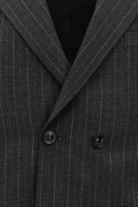 Koyu Füme 7 Drop Slim Fit Dar Kesim Çizgili Kruvaze Takım Elbise