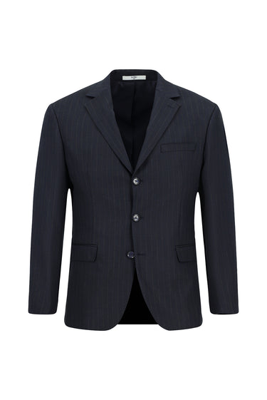  Koyu Lacivert Regular Fit Klasik Çizgili Takım Elbise