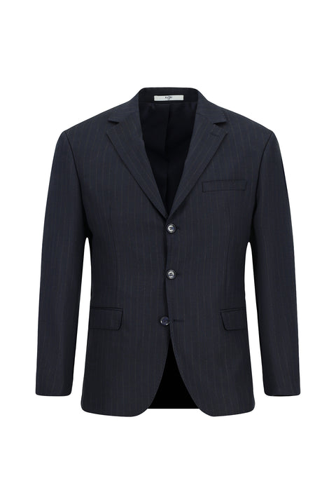 Koyu Lacivert 6 Drop Regular Fit Standart Kesim Çizgili Takım Elbise